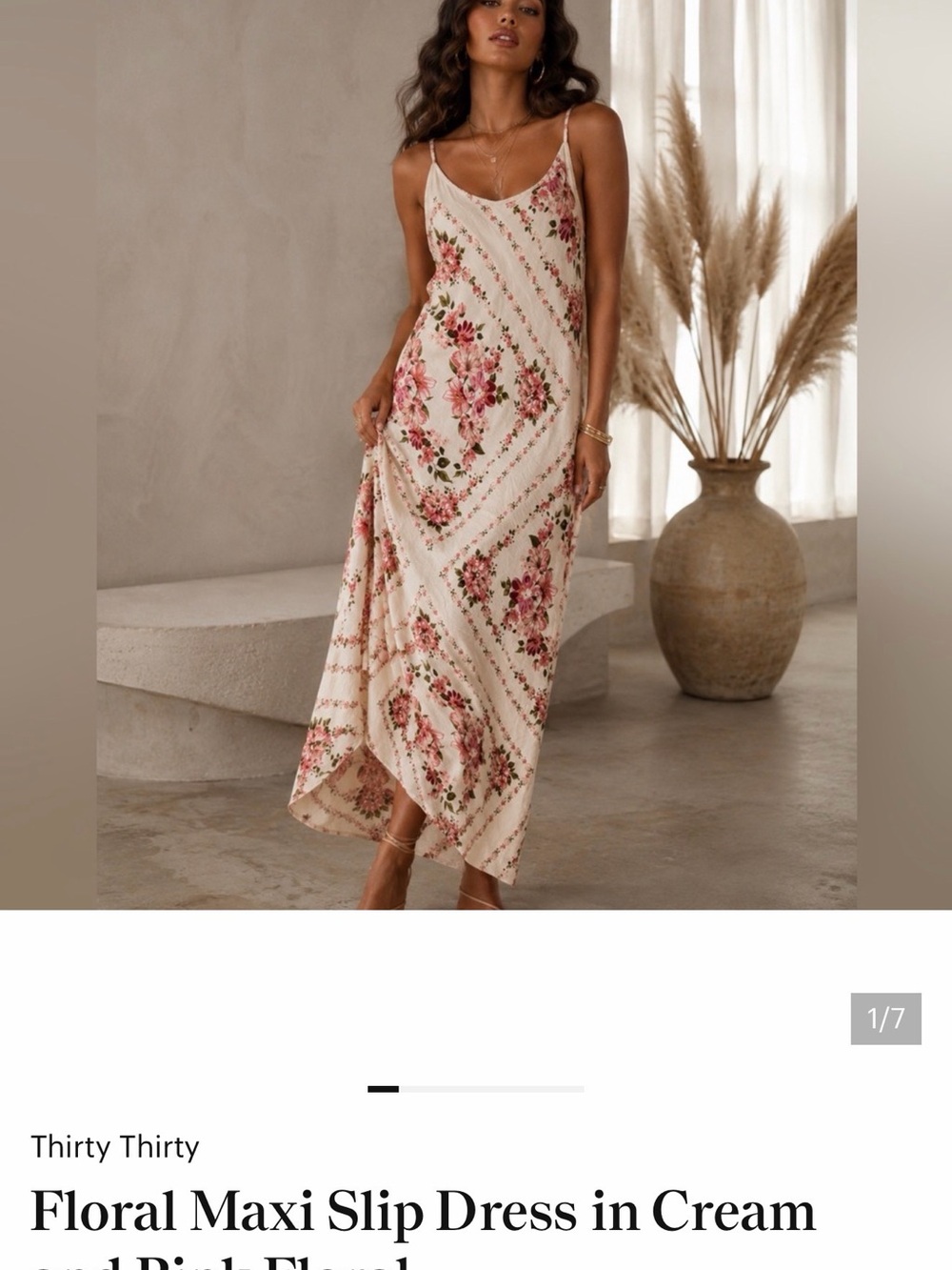 Thirty Thirty Cream Floral Maxi Slip Dress